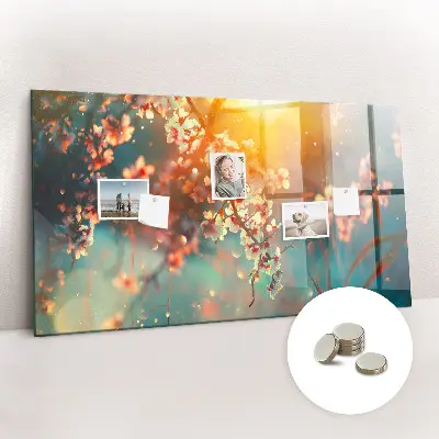 Spring Flowers Magnetic Glass Dry Erase Board