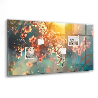 Spring Flowers Magnetic Glass Dry Erase Board