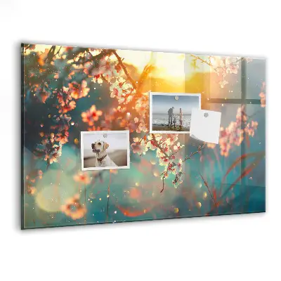 Spring Flowers Magnetic Glass Dry Erase Board