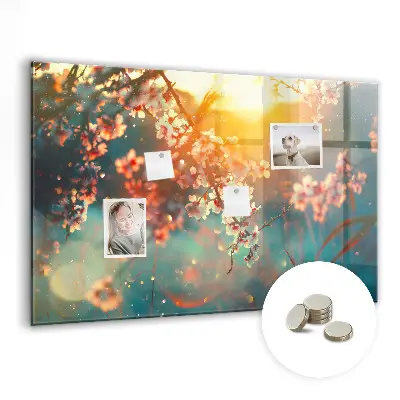 Spring Flowers Magnetic Glass Dry Erase Board