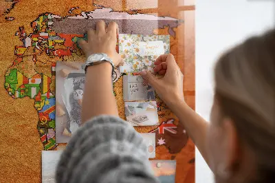 Magnetic Glass Dry Erase World Map Board with Flags