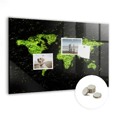 Magnetic Glass Dry Erase World Map Board