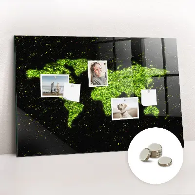Magnetic Glass Dry Erase World Map Board