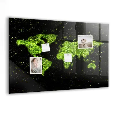 Magnetic Glass Dry Erase World Map Board