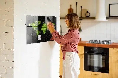Magnetic Glass Dry Erase World Map Board