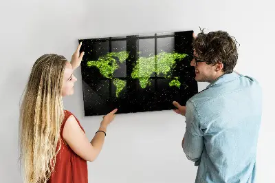 Magnetic Glass Dry Erase World Map Board