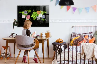 Magnetic Glass Dry Erase World Map Board