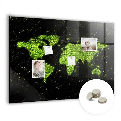 Magnetic Glass Dry Erase World Map Board