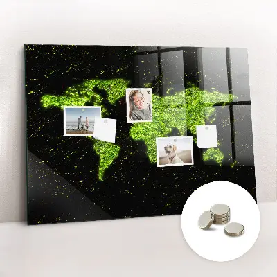 Magnetic Glass Dry Erase World Map Board