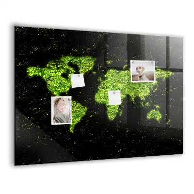 Magnetic Glass Dry Erase World Map Board