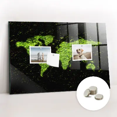 Magnetic Glass Dry Erase World Map Board