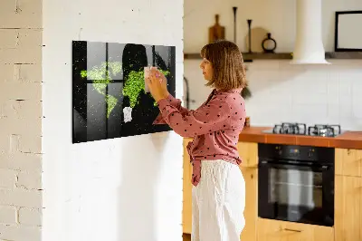 Magnetic Glass Dry Erase World Map Board