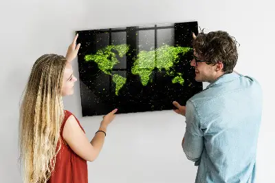 Magnetic Glass Dry Erase World Map Board