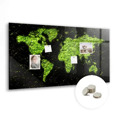 Magnetic Glass Dry Erase World Map Board