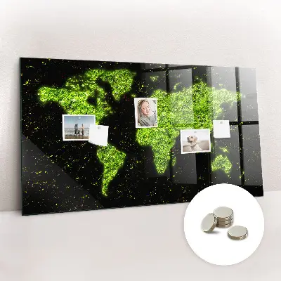 Magnetic Glass Dry Erase World Map Board