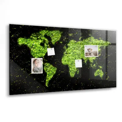 Magnetic Glass Dry Erase World Map Board