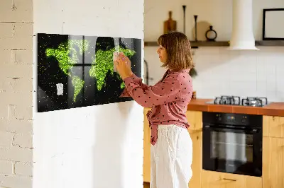 Magnetic Glass Dry Erase World Map Board