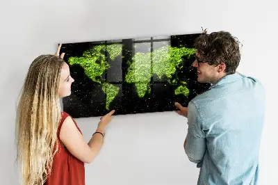 Magnetic Glass Dry Erase World Map Board