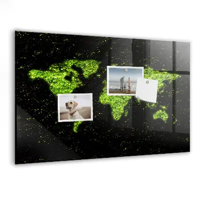 Magnetic Glass Dry Erase World Map Board