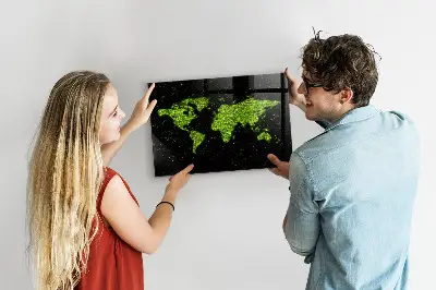 Magnetic Glass Dry Erase World Map Board