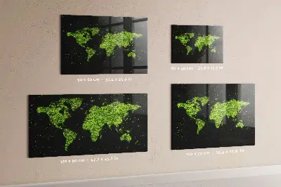 Magnetic Glass Dry Erase World Map Board