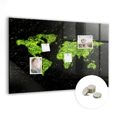 Magnetic Glass Dry Erase World Map Board