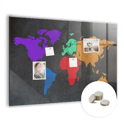 Magnetic wall board World map