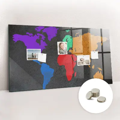 Magnetic wall board World map