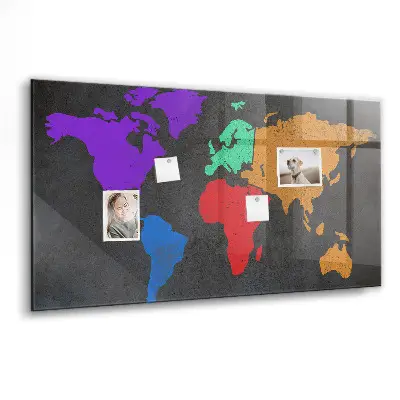 Magnetic wall board World map