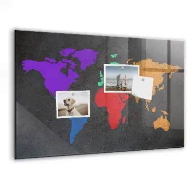 Magnetic wall board World map
