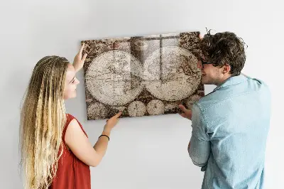 Magnetic Wall Board with Old World Map Design