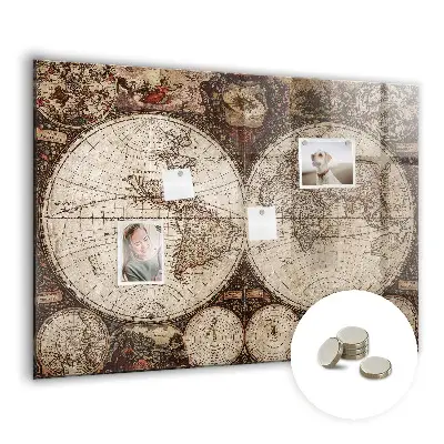 Magnetic Wall Board with Old World Map Design