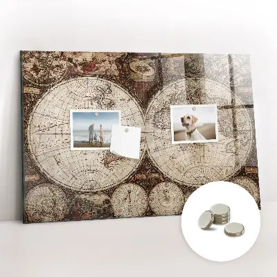 Magnetic Wall Board with Old World Map Design
