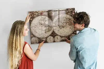Magnetic Wall Board with Old World Map Design