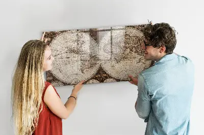 Magnetic Wall Board with Old World Map Design