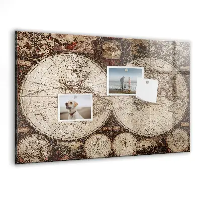 Magnetic Wall Board with Old World Map Design