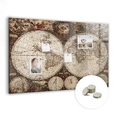 Magnetic Wall Board with Old World Map Design