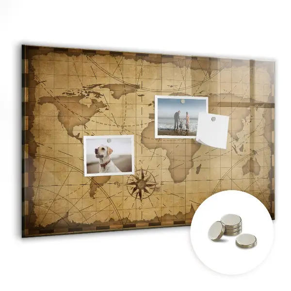 Vintage World Map Magnetic Board
