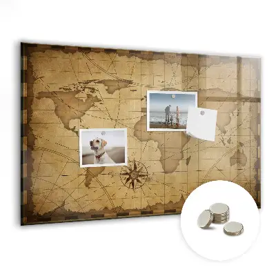 Magnet board Vintage world map