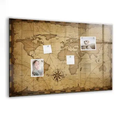 Vintage World Map Magnetic Board