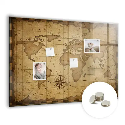 Vintage World Map Magnetic Board