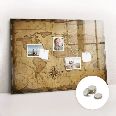 Vintage World Map Magnetic Board