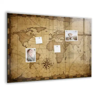 Vintage World Map Magnetic Board