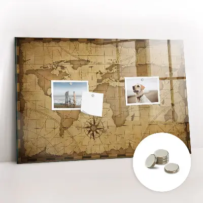 Vintage World Map Magnetic Board
