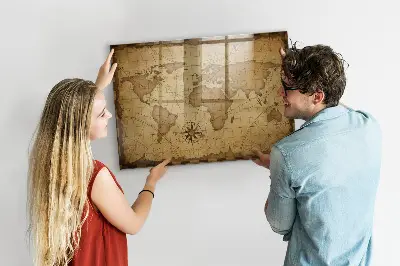 Magnet board Vintage world map