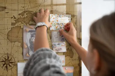 Vintage World Map Magnetic Board