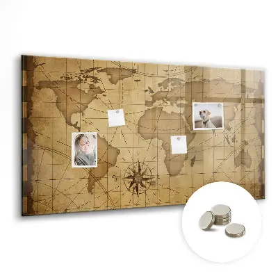 Magnet board Vintage world map