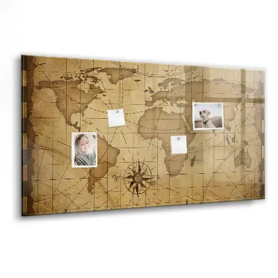 Magnet board Vintage world map