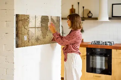 Vintage World Map Magnetic Board
