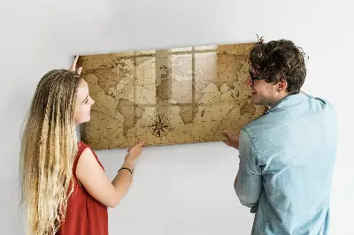 Vintage World Map Magnetic Board